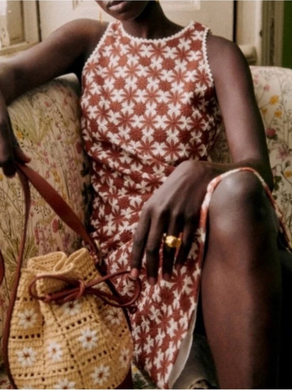 Sezane Reneka Dress in Caramel Ecru - Picture 2 of 3